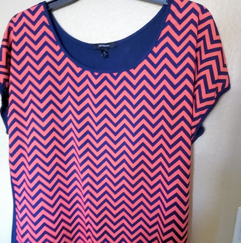Orange and blue chevron top